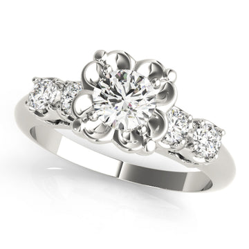 Silver Single Row Engagement Ring Prong Set